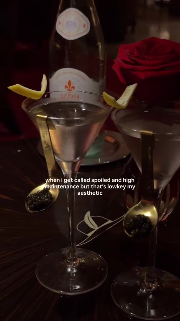 Still from a video of martinis and caviar at a five-star hotel in Miami Beach